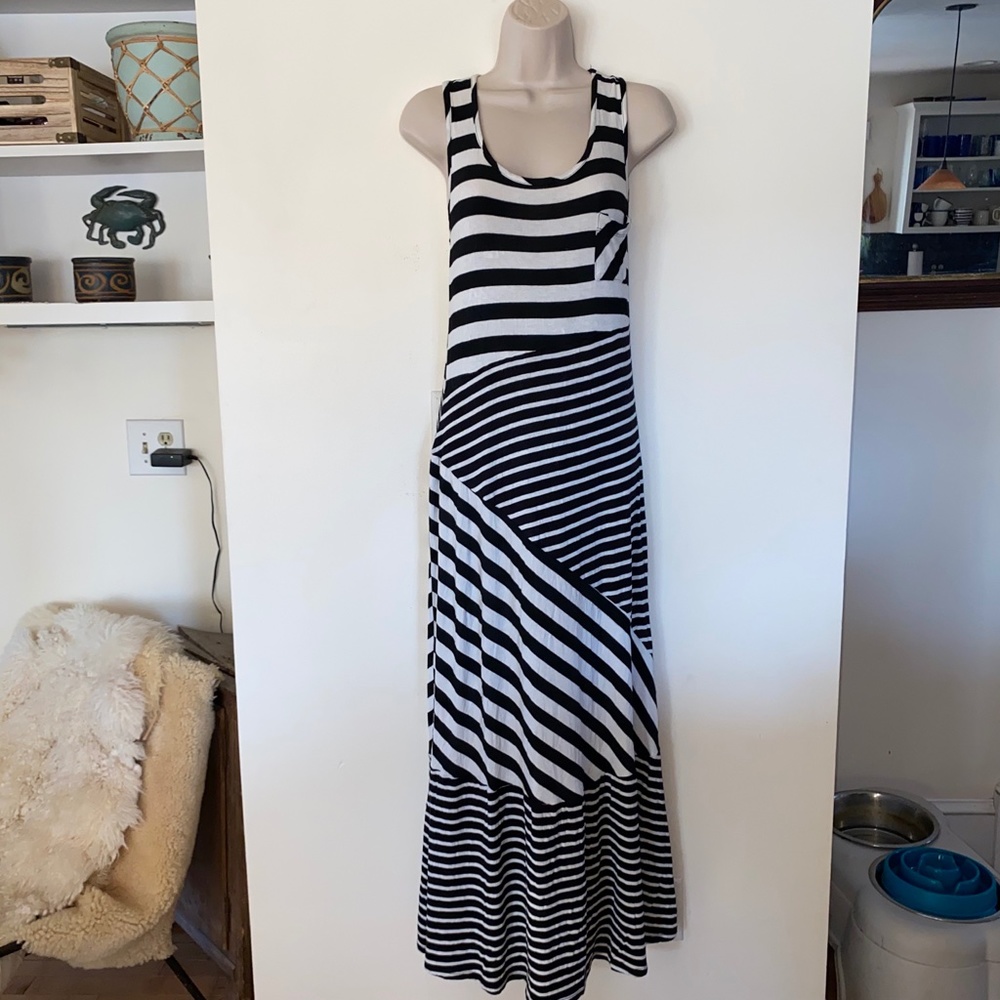 MONTEAU black/white knit long dress/L